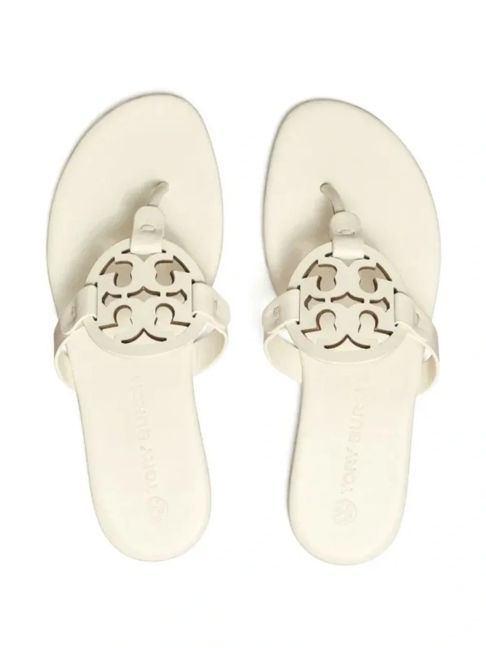 Tory Burch Miller Patent Leather Thong Sandals Ivory Size US 7.5